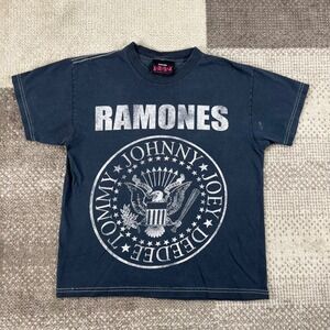 Y2K Ramones Band Graphic T-Shirt Black Short Sleeve Punk Rock Tee Womens XS